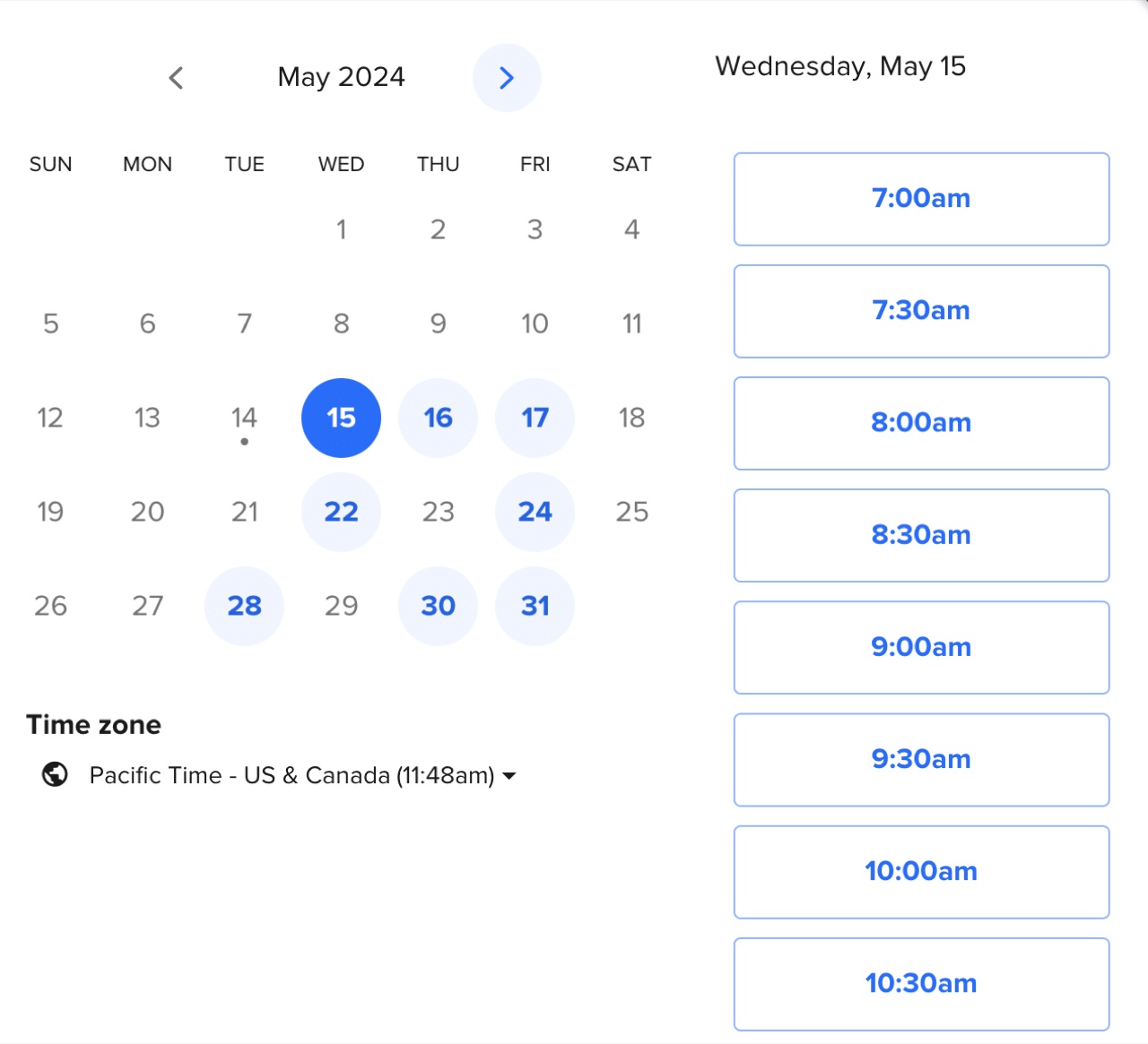BusyBusy onboarding calendar to book a 20-minute call with a representative