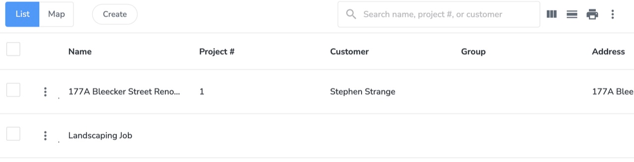 BusyBusy Projects tab listing current projects