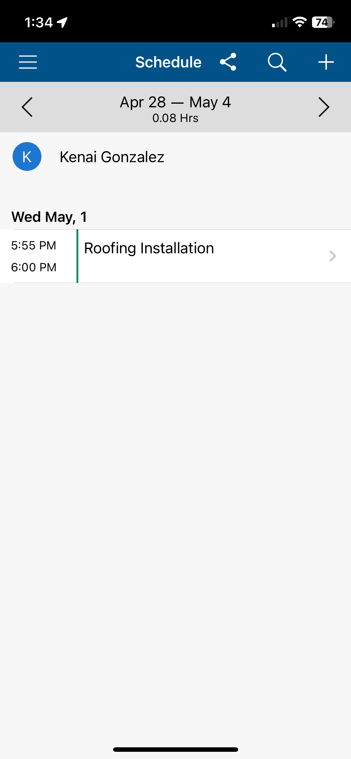 ClockShark mobile feature set — employee timesheets, schedule, and map