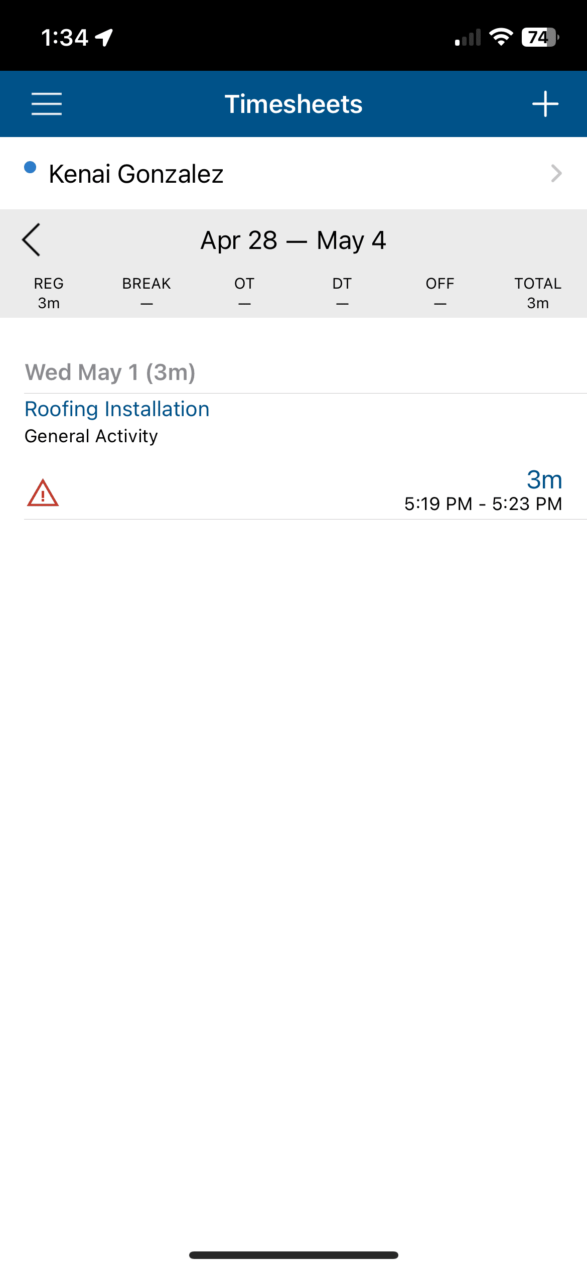 ClockShark mobile schedule view showing assigned shifts