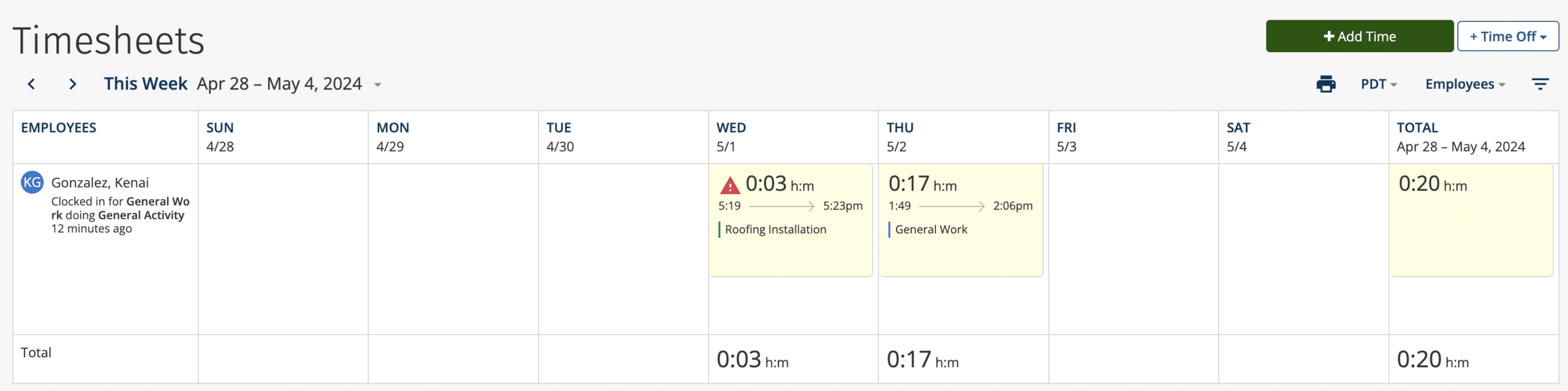 ClockShark timesheets review and approval for the previous pay period