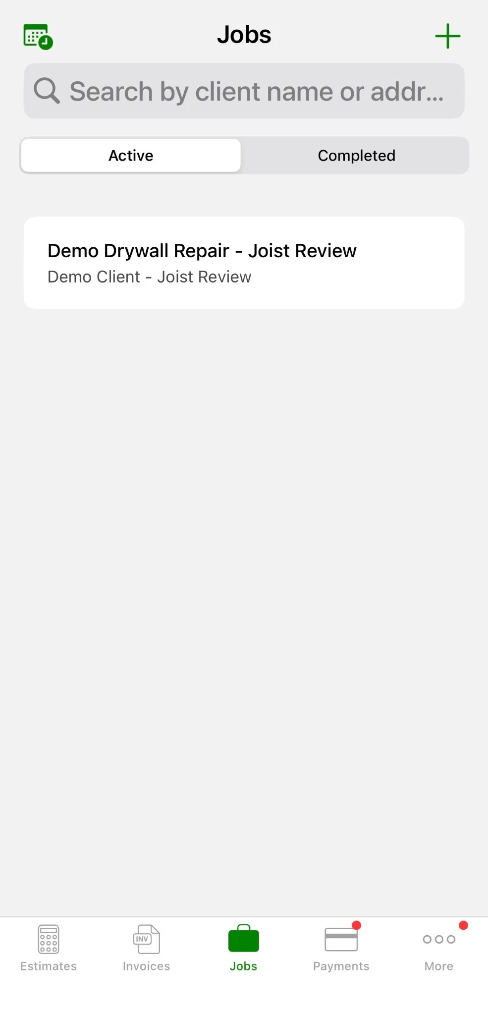 Joist iOS active jobs list