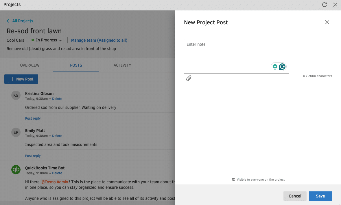 Adding equipment, work type and notes to a job entry in QuickBooks Time.