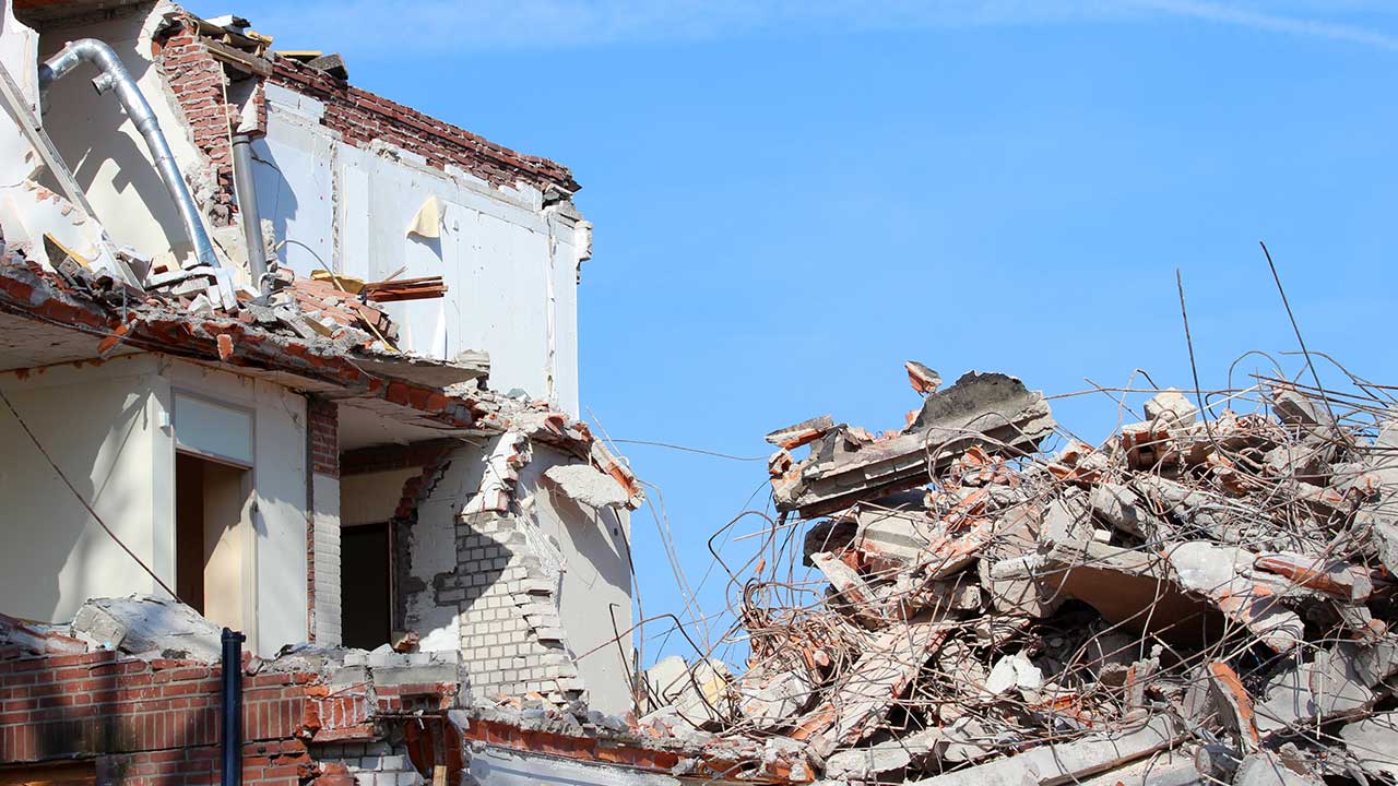 Demolition work site.
