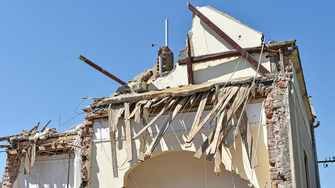 Demolition work site.