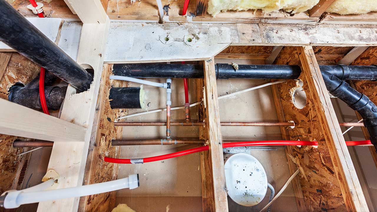 Plumbing work site.