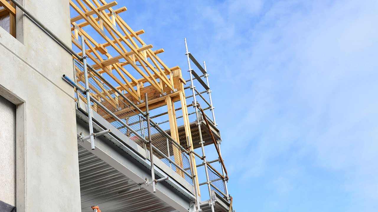 Scaffolding work site.