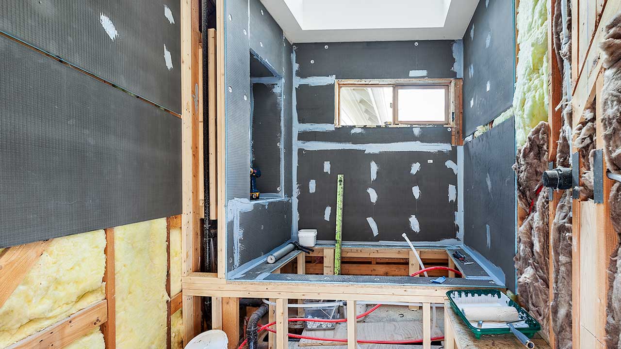 Waterproofing work site.
