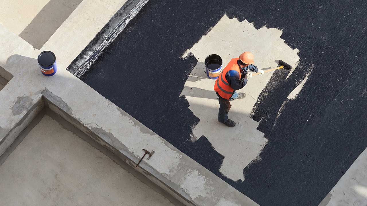Waterproofing work site.