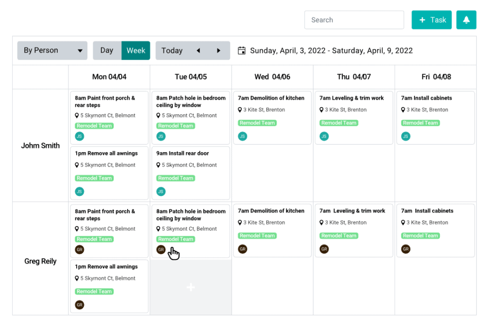 Schedule your employees on the fly with Workyard. Workyard Screenshot.