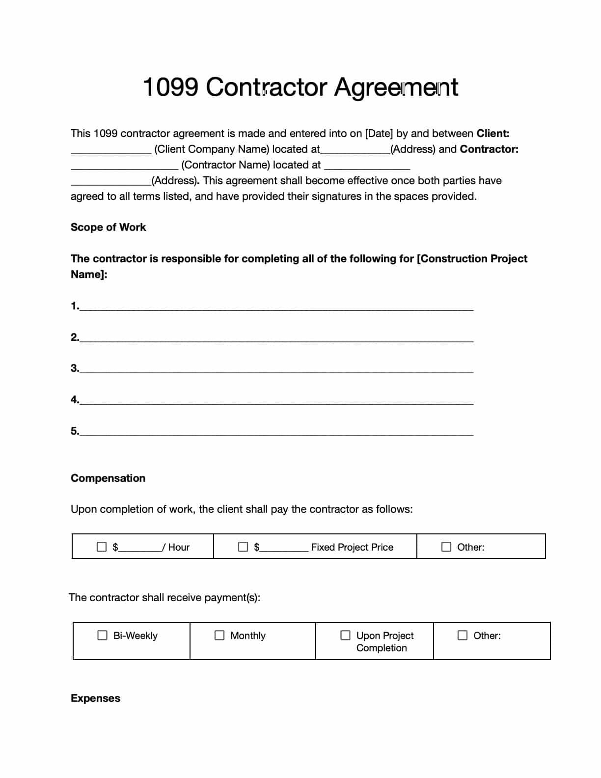 1099 Contractor Agreement  