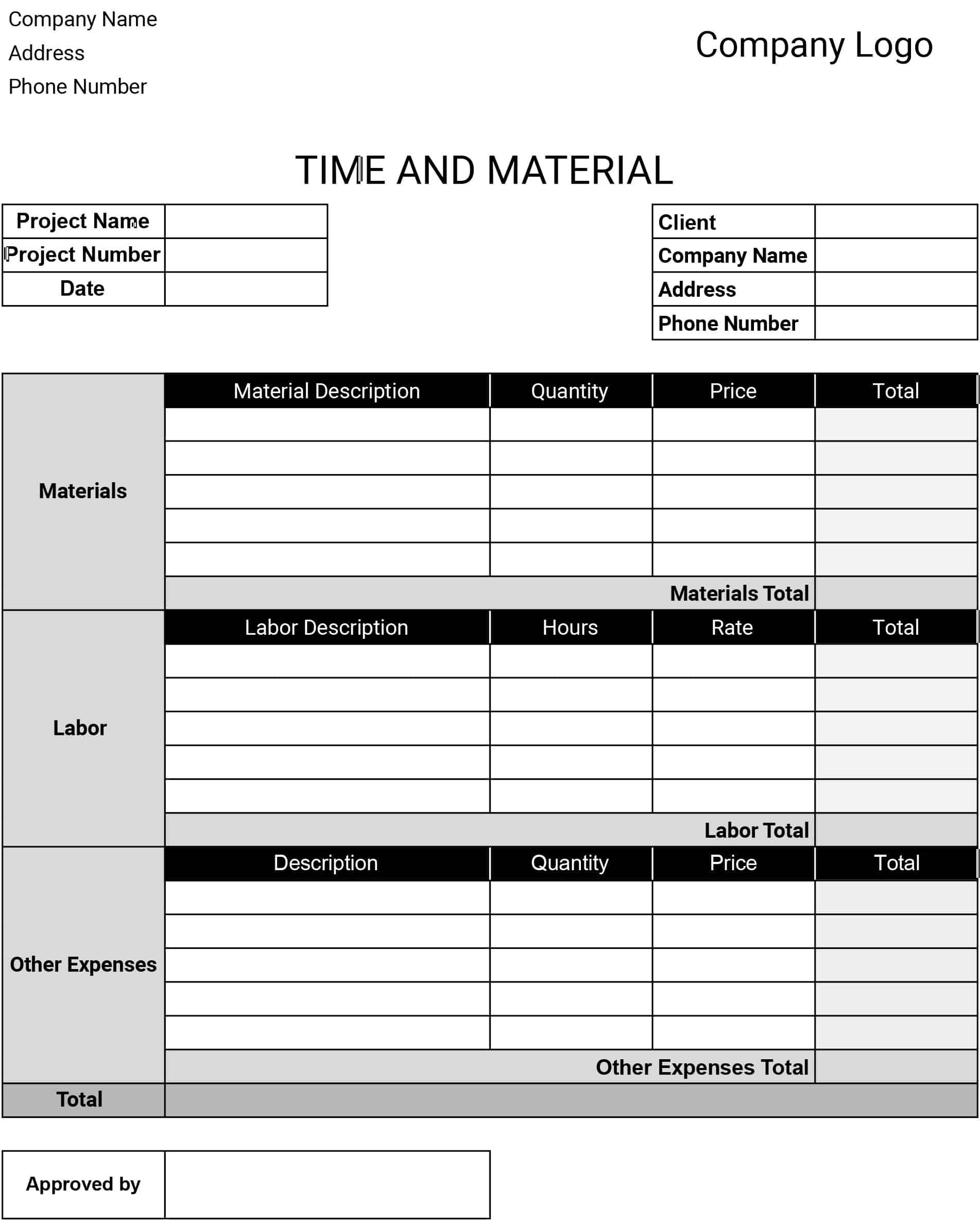 Time and Material Template