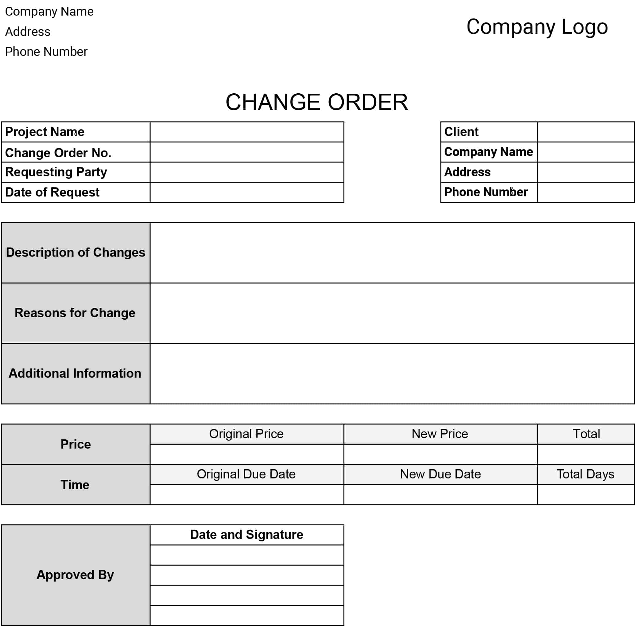 Change Order Template