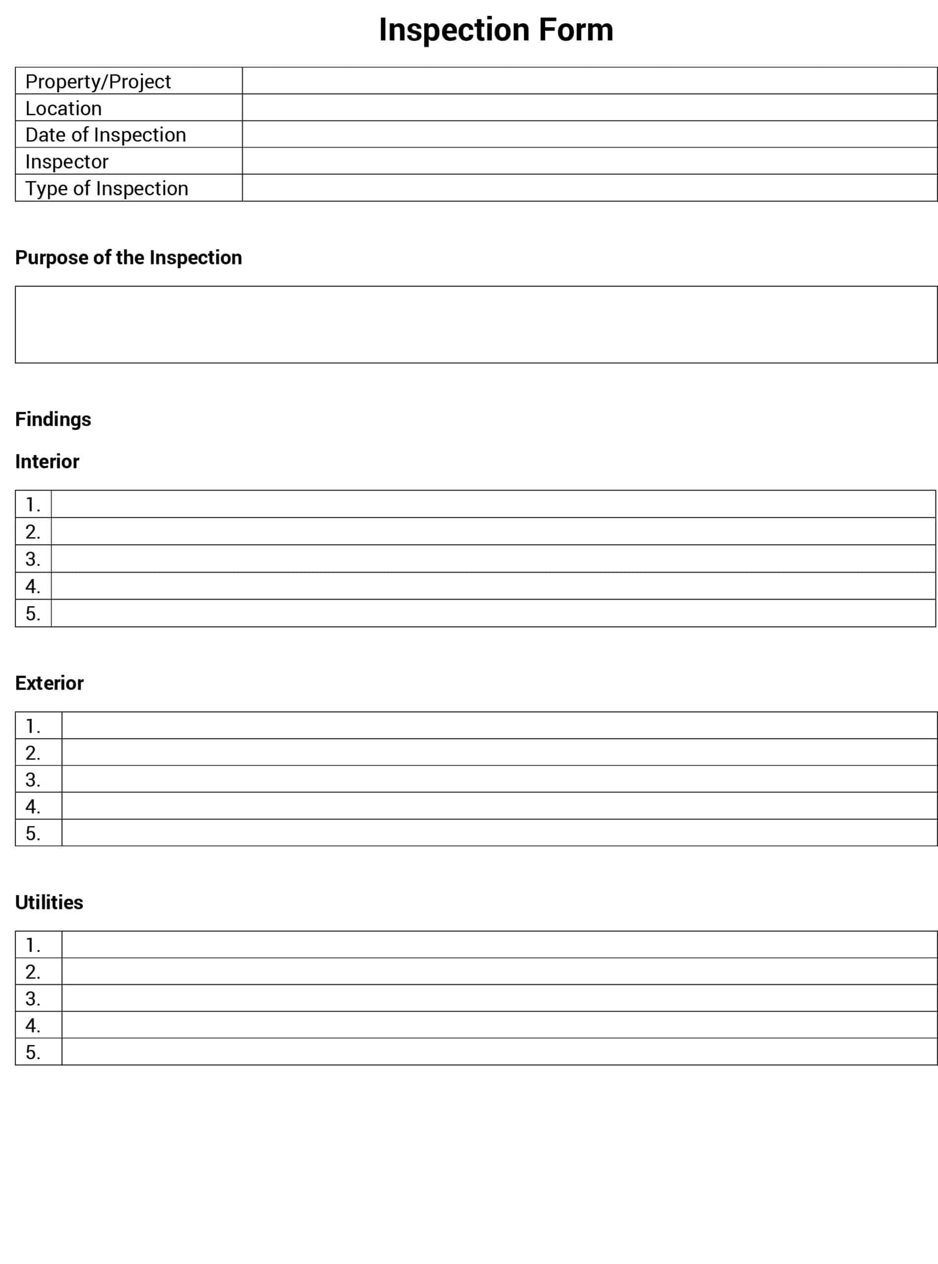 Inspection Form Template