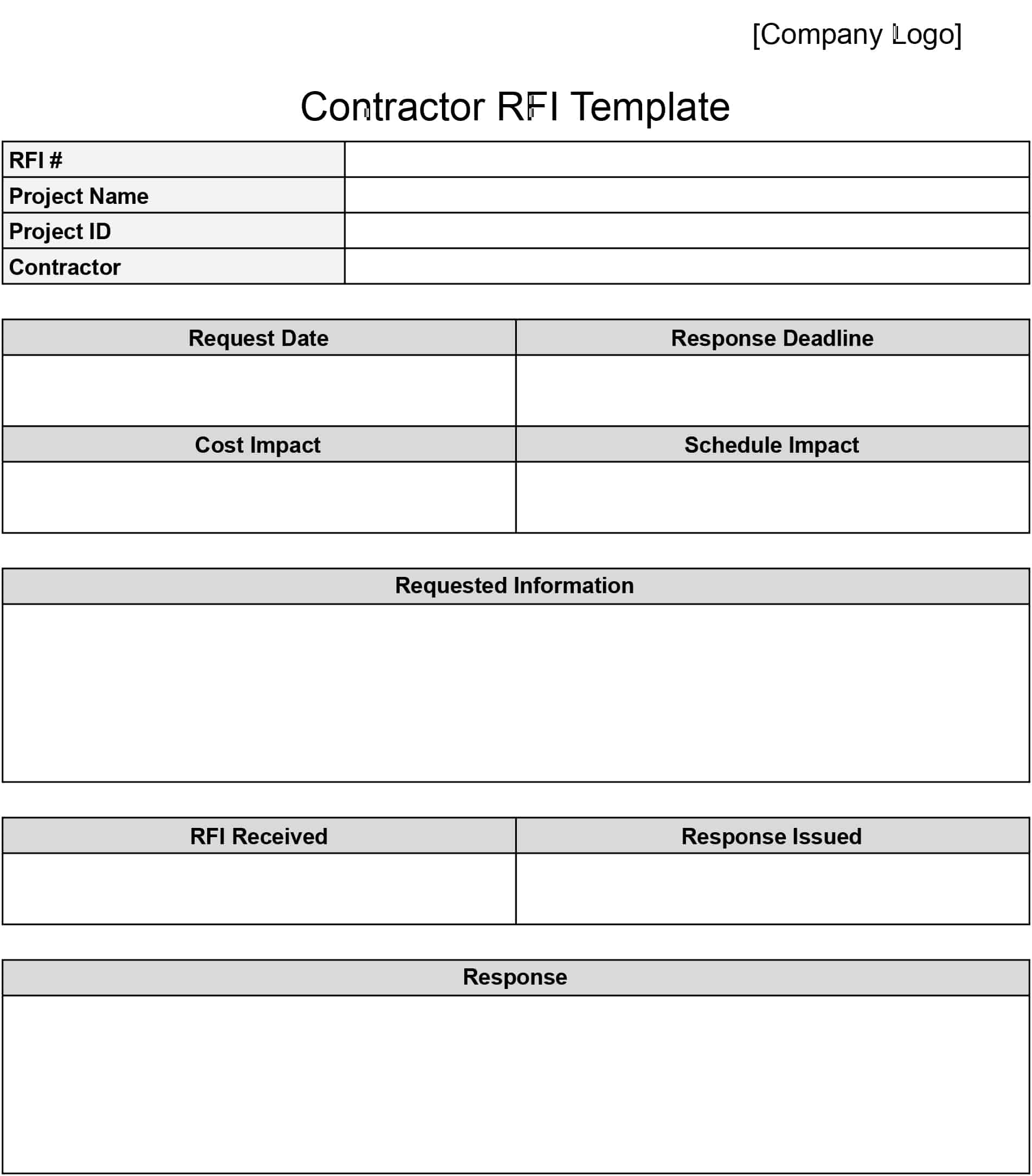 Contractor RFI Template