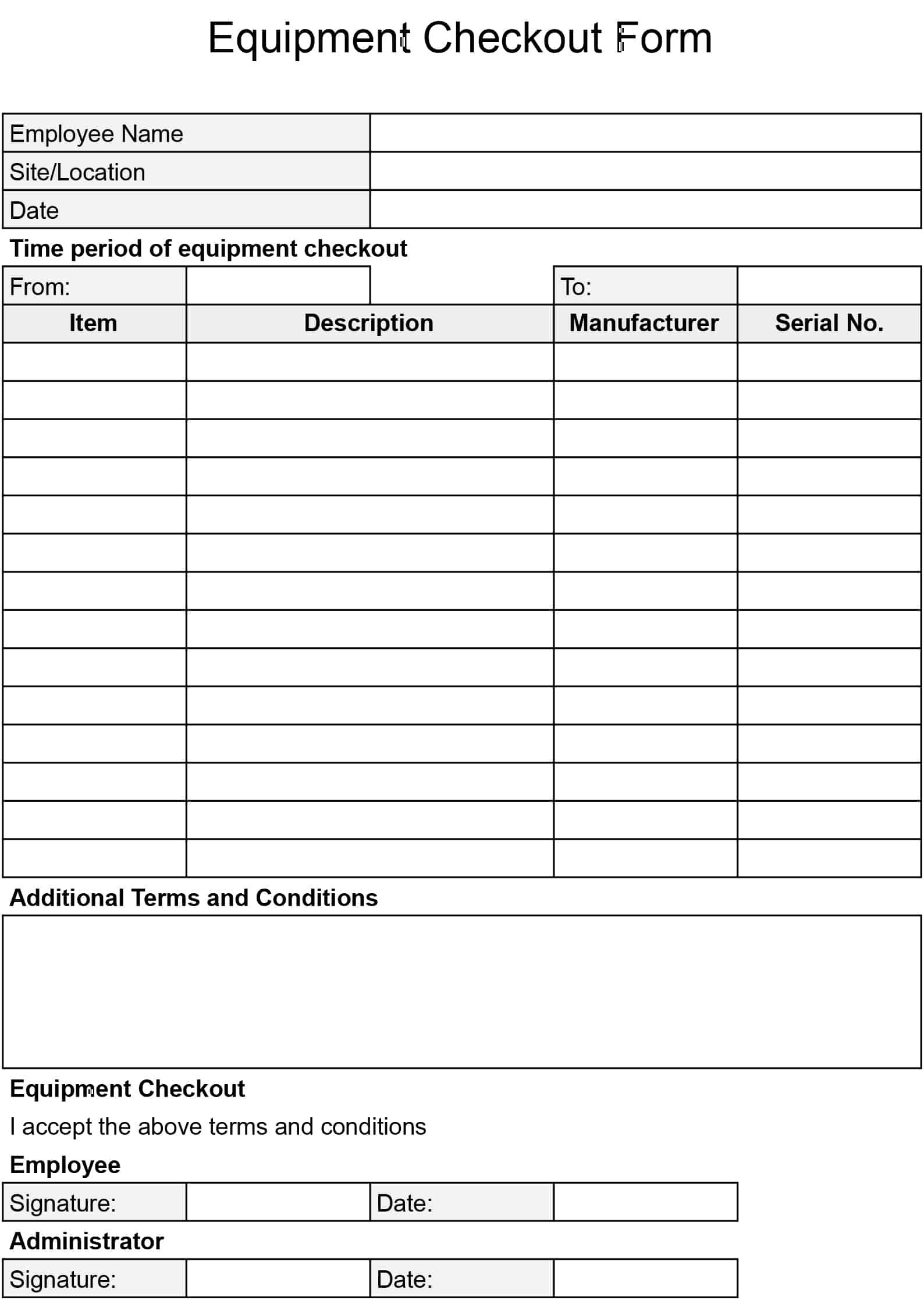 Equipment Checkout Form